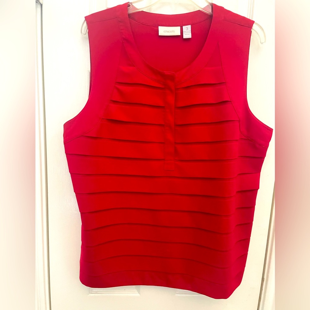 LADIES RED SLEEVELESS BLOUSE BY CHICO’S